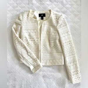 H&M Lace Blazer | White | Size 2